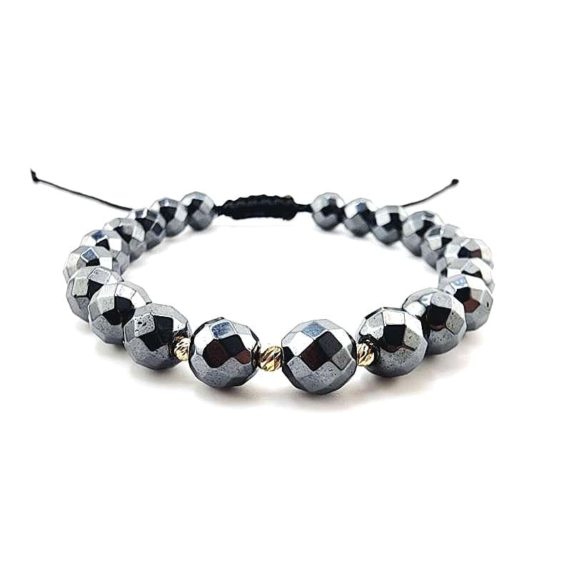 18K GOLD HEMATITE BEADS MEN BRACELET